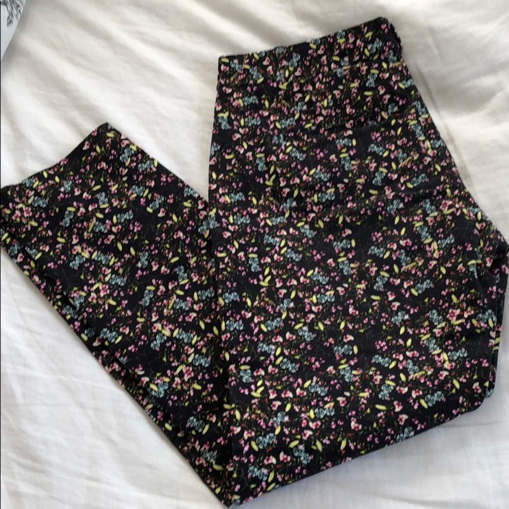 Banana Republic Black Floral Sloan Pant 2P